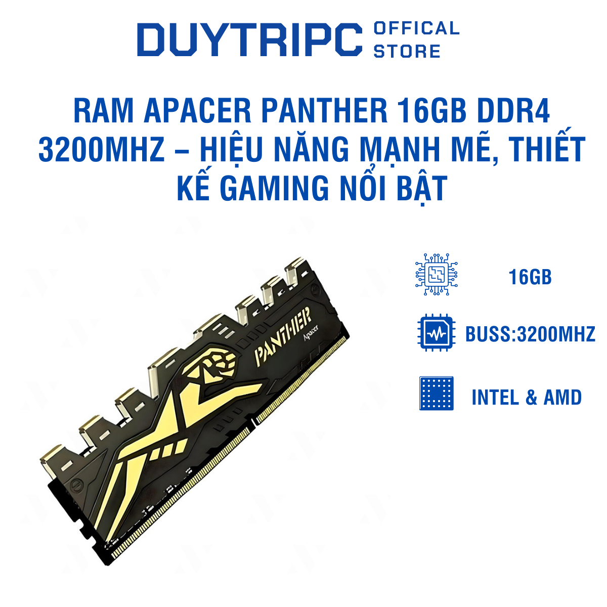 RAM Apacer Panther 16GB DDR4 3200MHz – Hiệu năng mạnh mẽ, thiết kế gaming nổi bật